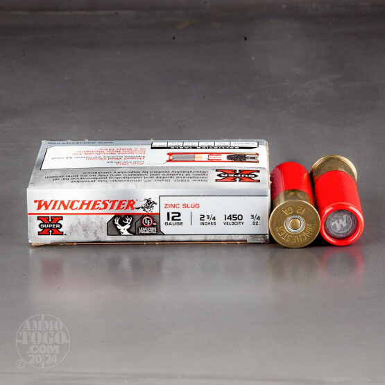 5rds - 12 Gauge Winchester Super-X 2 3/4" 3/4oz. Zinc Slug Ammo