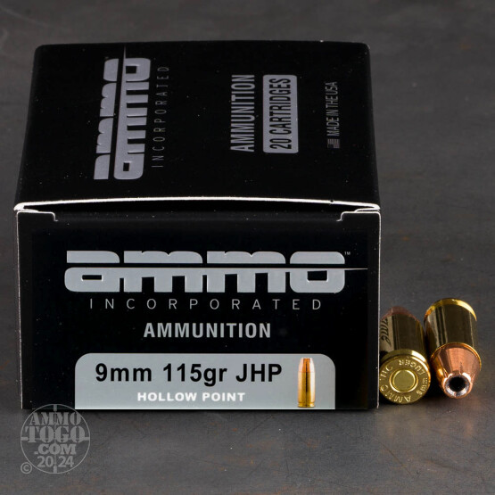 200rds – 9mm Ammo Inc. 115gr. JHP Ammo