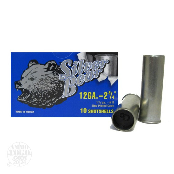 10rds - 12 Gauge Silver Bear 2 3/4" # 8 Shot Ammo