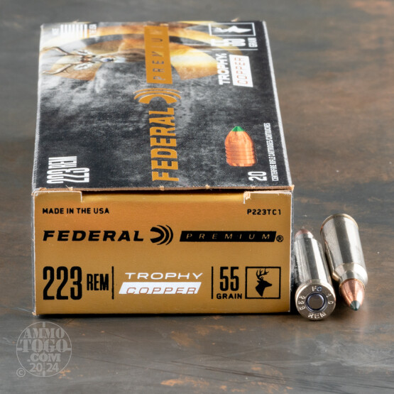 20rds – 223 Rem Federal 55gr. Trophy Copper Ammo