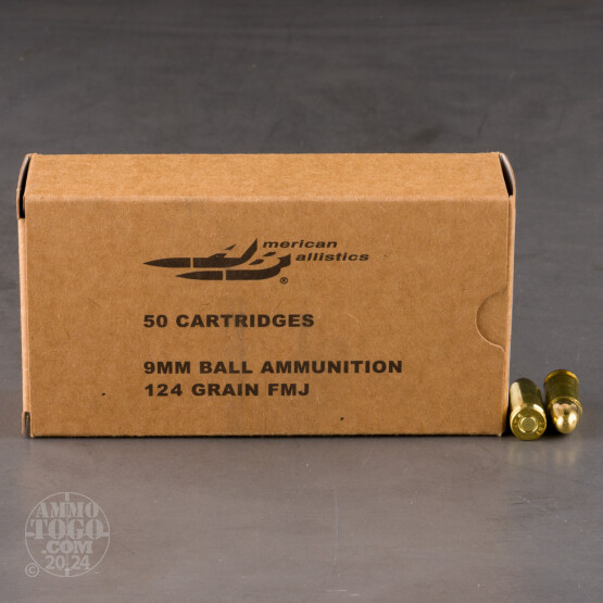 50rds – 9mm American Ballistics 124gr. FMJ Ammo