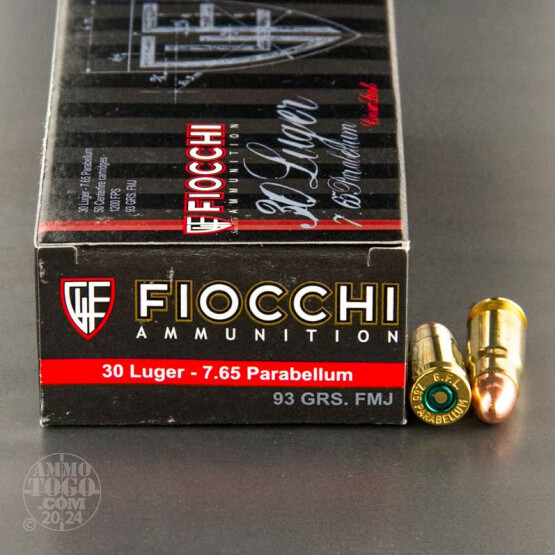 50rds - 30 Luger Fiocchi 93gr. FMJ Ammo