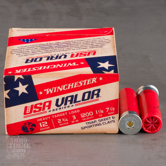 250rds – 12 Gauge Winchester USA VALOR 2-3/4" 1-1/8oz. #7.5 Shot Ammo