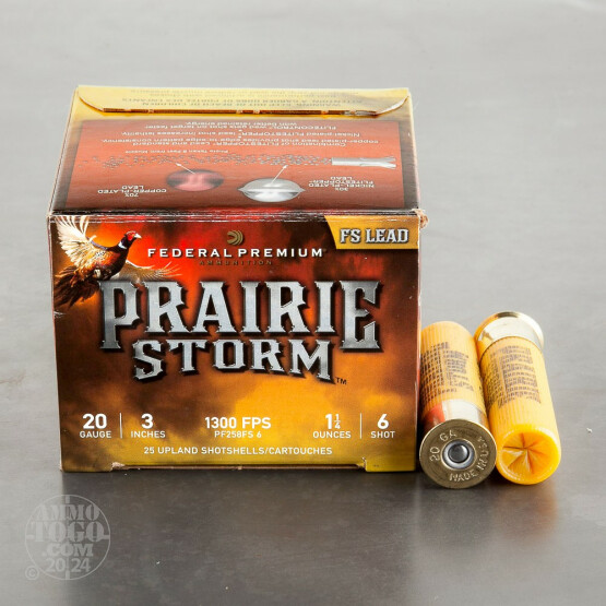 25rds – 20 Gauge Federal Prairie Storm FS Lead 3" 1-1/4oz. #6 Shot Ammo