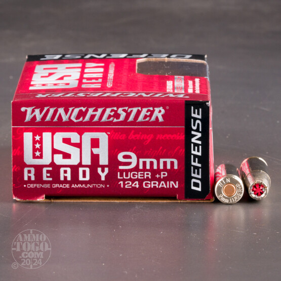 20rds – 9mm +P Winchester USA Ready Defense 124gr. JHP Ammo
