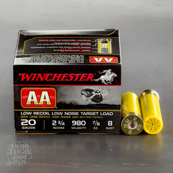 25rds – 20 Gauge Winchester AA Low Recoil 2-3/4" 7/8 oz. #8 Shot Ammo
