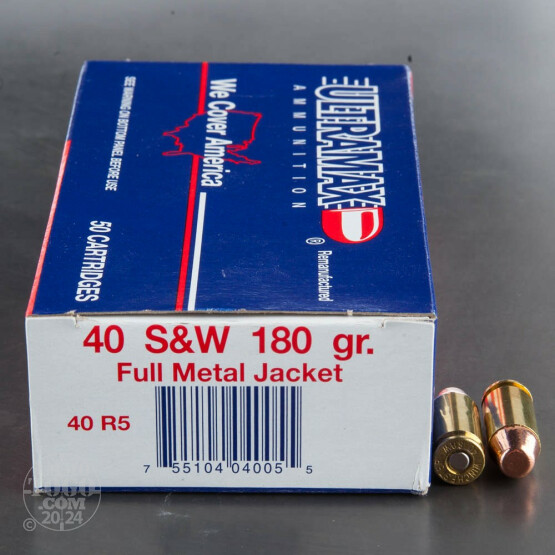 500rds - 40 S&W Ultramax Remanufactured 180gr. FMJ Ammo