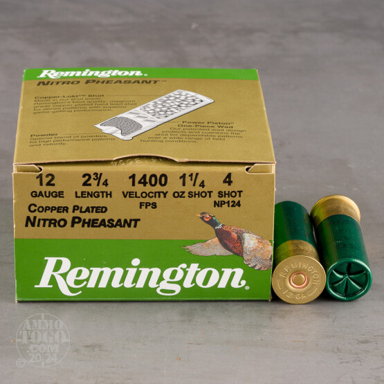 25rds – 12 Gauge Remington Nitro Pheasant 2-3/4" 1-1/4oz. #4 Shot Ammo