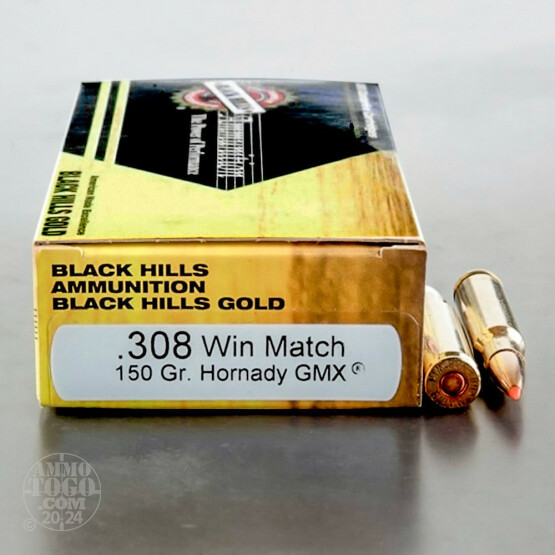  20rds – 308 Black Hills Gold 150gr. Hornady GMX Polymer Tip Ammo