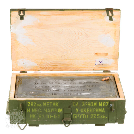 Yugoslavian 7.62x39 M67 Non-Corrosive Ammo, Box of 40, 10 Round Clips,  Brass Cased