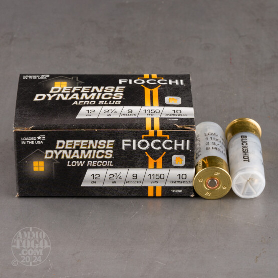 250rds – 12 Gauge Fiocchi Low Recoil 2-3/4" 9 Pellets #1 Buckshot Ammo