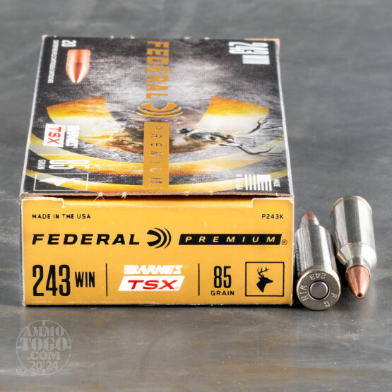 20rds – 243 Win Federal 85gr. Barnes TSX Ammo