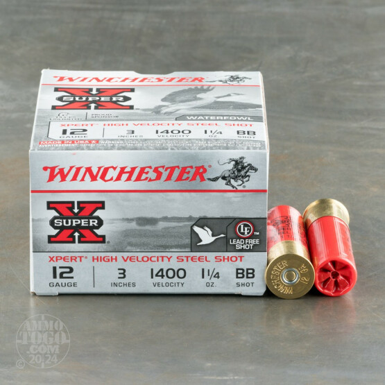 25rds – 12 Gauge Winchester Super-X Xpert HV 3" 1-1/4 oz BB Steel Shot Ammo