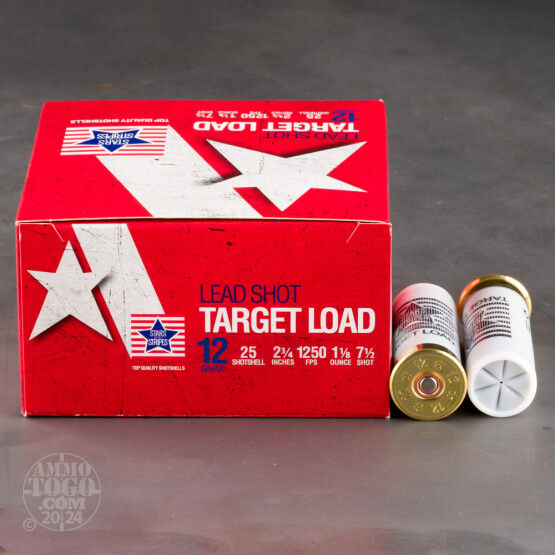 250rds – 12 Gauge Stars and Stripes 2-3/4" 1-1/8oz. #7.5 Shot Ammo