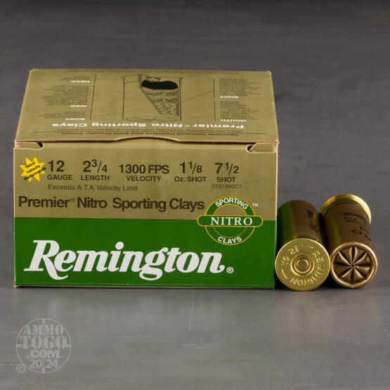 250rds – 12 Gauge Remington Premier Nitro Sporting Clays 2-3/4” 1-1/8oz. #7.5 Shot Ammo