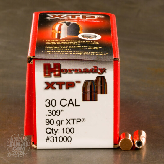 100pcs - 30 Cal .309" Dia Hornady 90gr. XTP Bullets