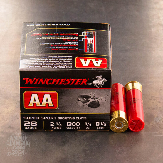 25rds - 28 Gauge Winchester AA Super Sport 2-3/4" 3/4 oz. #8.5 Shot Ammo