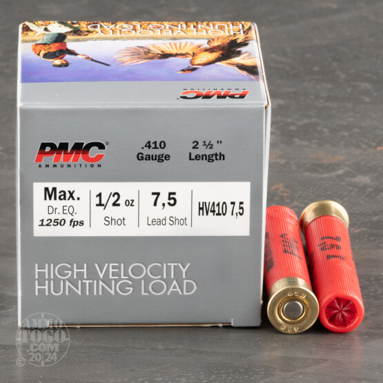 25rds – 410 Gauge PMC High Velocity Hunting Load 2-1/2" 1/2oz. #7.5 Shot Ammo