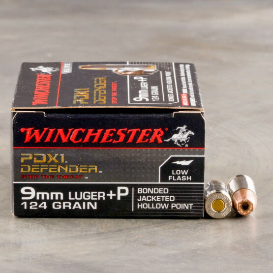 20rds – 9mm +P Winchester Defender 124gr. PDX1 Bonded JHP Ammo