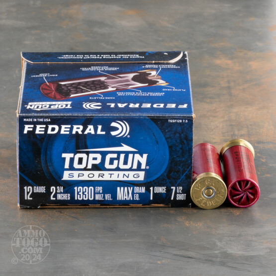 250rds – 12 Gauge Federal Top Gun Sporting 2-3/4" 1oz. #7.5 Shot Ammo