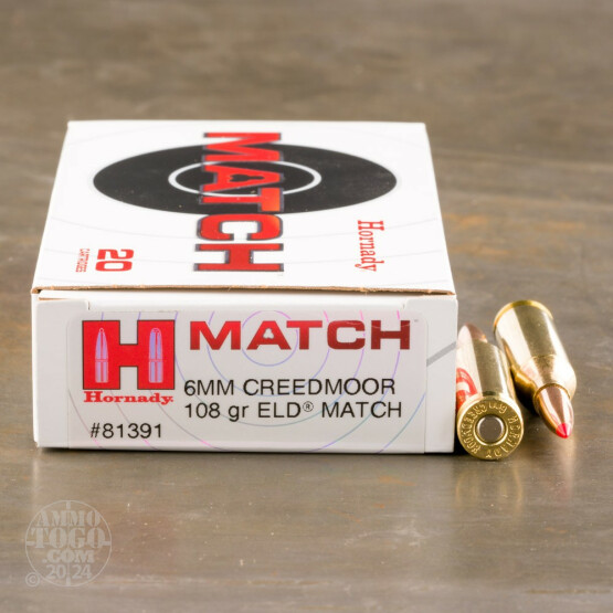 20rds - 6mm Creedmoor Hornady Match 108gr. ELD Match Ammo