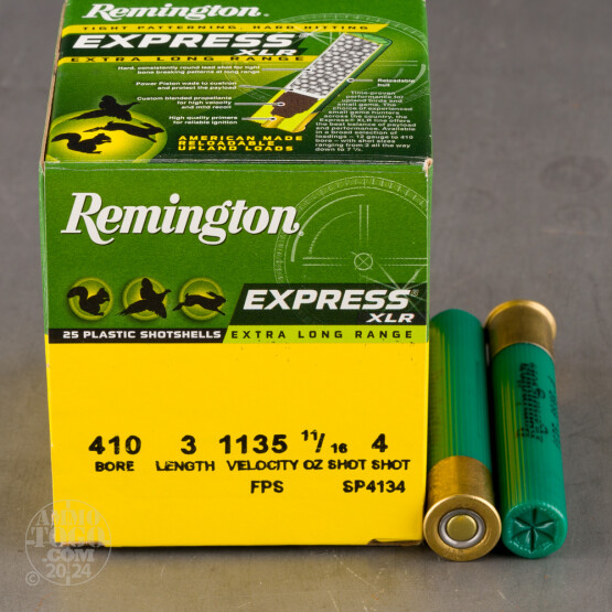 25rds - 410 Gauge Remington Express Long Range 3" 11/16oz. #4 Shot Ammo