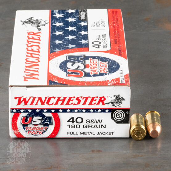 50rds – 40 S&W Winchester USA Target Pack 180gr. FMJ Ammo