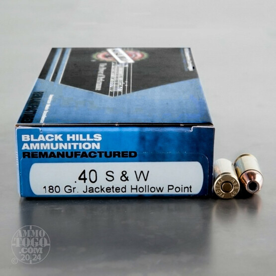 50rds - 40 S&W Black Hills 180gr. Remanufactured Jacketed Hollow Point Ammo