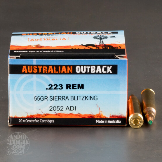 20rds - .223 Australian Outback 55gr. Sierra BlitzKing Polymer Tip Ammo