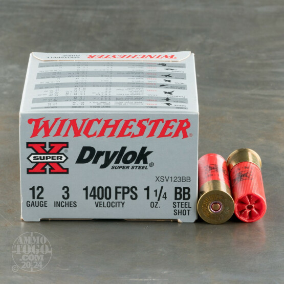 25rds - 12 Gauge BB Winchester DryLok 1 1/4 Ounce 3" BB Shot Ammo