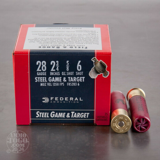 25rds - 28 Gauge Federal Steel Game and Target  2 3/4"  5/8oz. #6