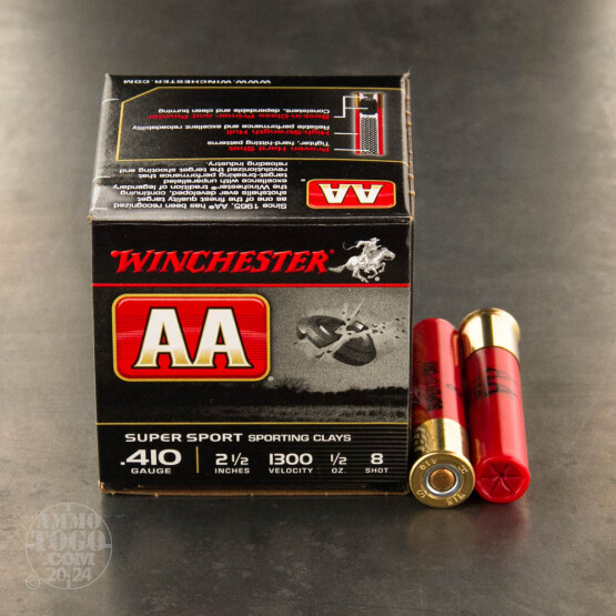 25rds - 410 Bore Winchester AA Sporting Clays 2-1/2" 1/2 Ounce #8 Shot Ammo
