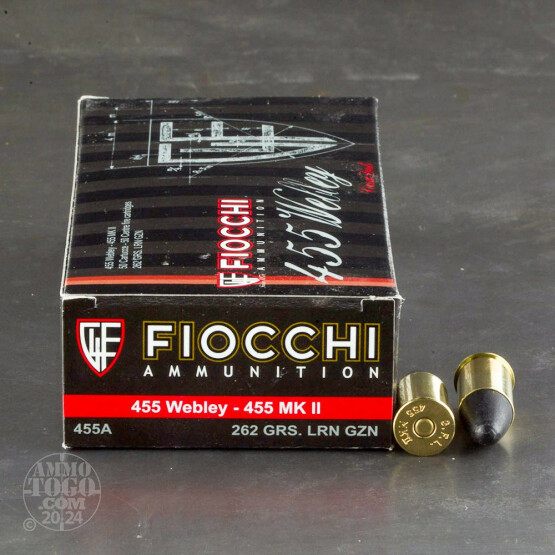 50rds – 455 Webley Fiocchi 262gr. LRN Ammo