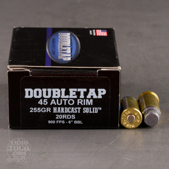 20rds – 45 Auto Rim Doubletap 255gr. Hardcast SWC Ammo