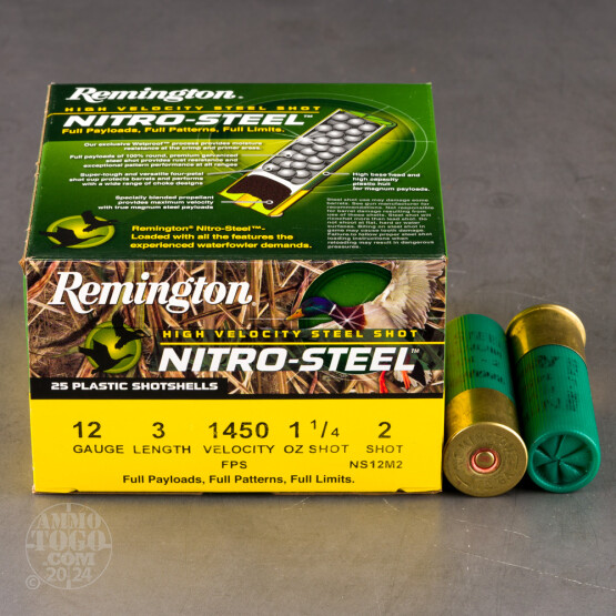 25rds - 12 Ga. Remington Nitro-Steel 3" 1 1/4oz #2 Hi-Velocity Ammo