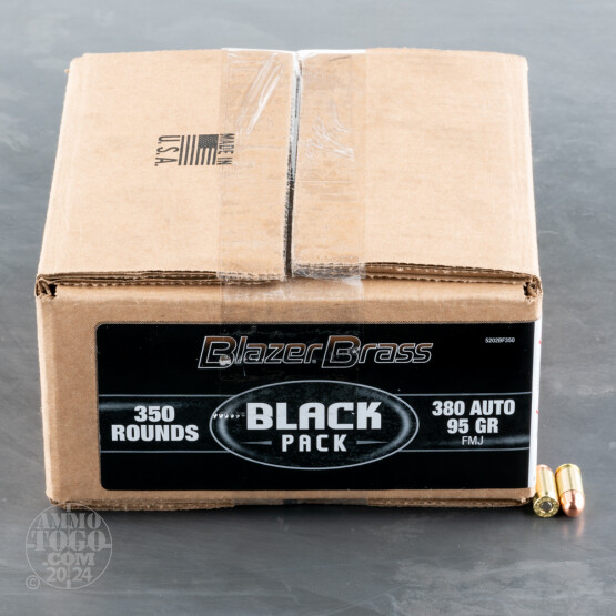 350rds – 380 Auto Blazer Brass Black 95gr. FMJ Ammo