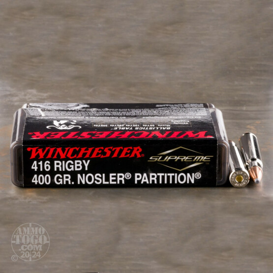 20rds - 416 Rigby Winchester Supreme 400gr. Nosler Partition Ammo