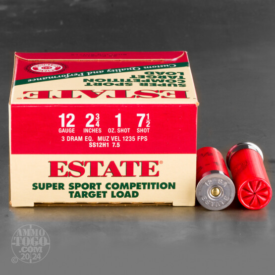 250rds – 12 Gauge Estate Super Sport Competition Target 2-3/4" 1oz. #7.5 Shot Ammo