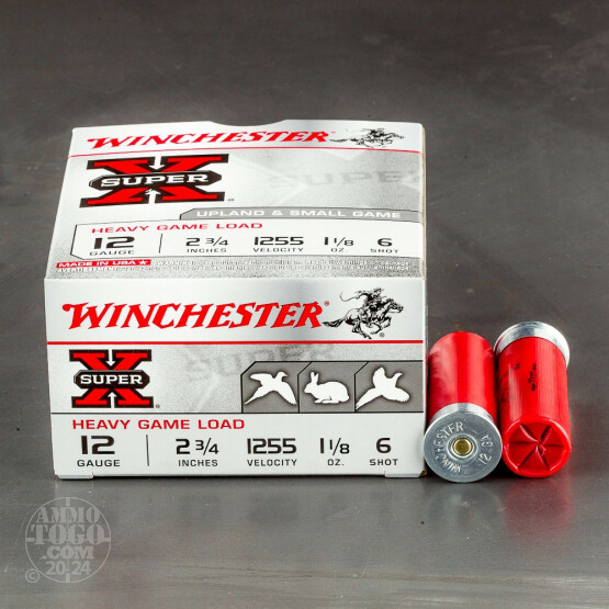 25rds - 12 Gauge Winchester Super-X Heavy Game Load 2 3/4" 1 1/8oz. #6 Shot Ammo