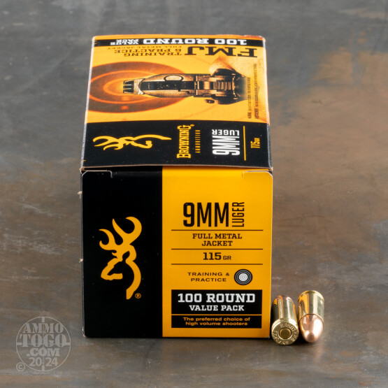 100rds – 9mm Browning 115gr. FMJ Ammo