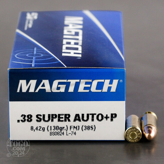 50rds - 38 Super Auto Magtech 130gr. +P Full Metal Jacket Ammo