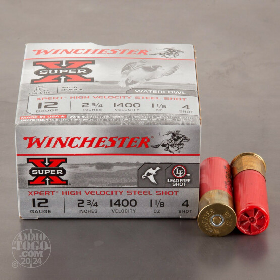 25rds – 12 Gauge Winchester Super-X 2-3/4" 1-1/8oz. #4 Xpert Steel Shot Ammo