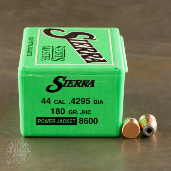 100pcs - 44 Cal .4295" Dia Sierra Sports Master 180gr. JHP Bullets