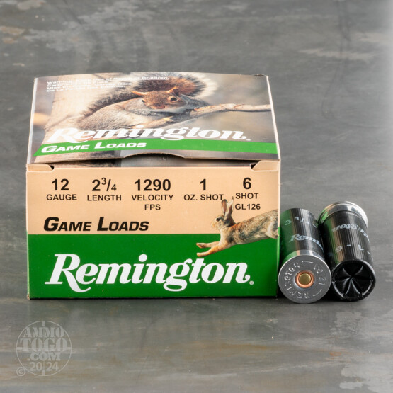 250rds - 12 Gauge Remington Game Load 2 3/4"  1oz. #6 Shot