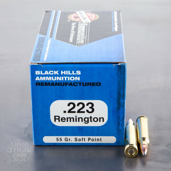 500rds - 223 Black Hills Remanufactured 55gr. SP Ammo