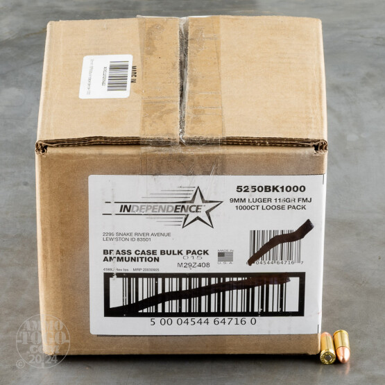 1000rds – 9mm Independence Bulk Pack 115gr. FMJ Ammo