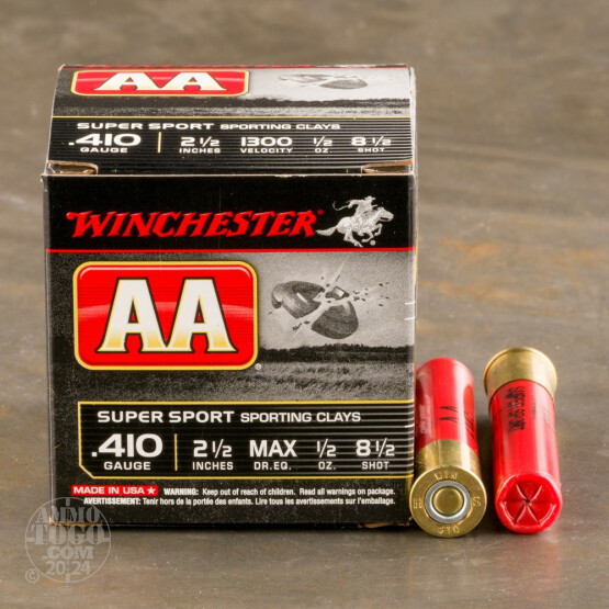 25rds - 410 Bore Winchester AA Sporting Clays 2-1/2" 1/2 oz. #8.5 Shot Ammo