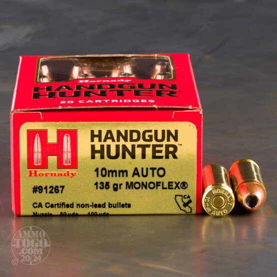 20rds – 10mm Hornady Handgun Hunter 135gr. MonoFlex Ammo