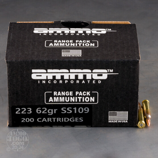 200rds – 223 Rem Ammo Inc. 62gr. FMJ SS109 Ammo
