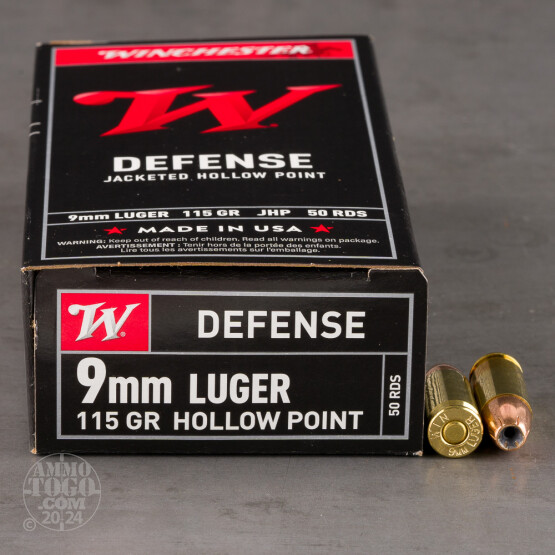 50rds - 9mm Winchester USA 115gr. Hollow Point Ammo